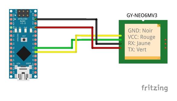 Montage Arduino Nano et GPS Neo