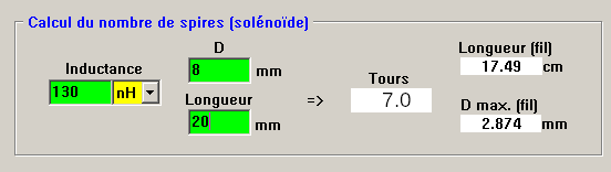 Bobine 130nH avec miniTore Calculator