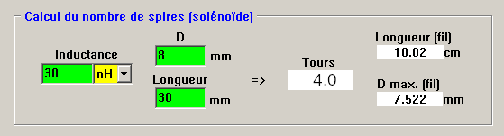 Bobine 30nH avec miniTore Calculator