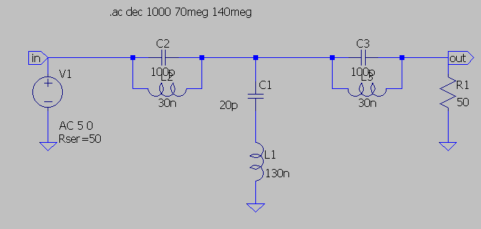 Schéma électronique filtre coupe bande FM